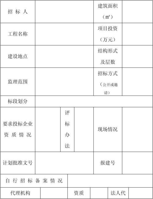 工程招投标表(工程招投标表格)